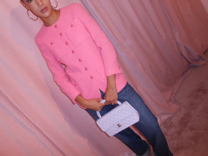 CHANEL BY KARL LAGERFELD SS 1995 PINK JACKET WITH LOGO BUTTONS