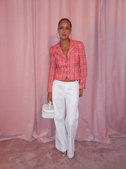 CHANEL BY KARL LAGERFELD SS 1997 TWEED CHECK JACKET