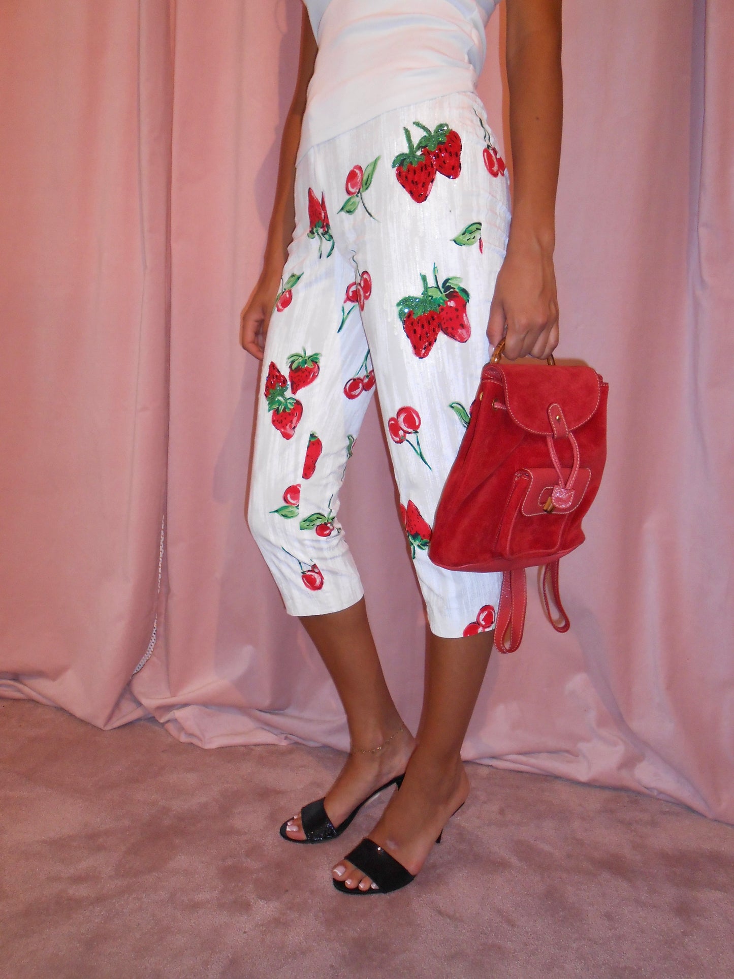 BLUMARINE 1990S FRUIT CAPRIS