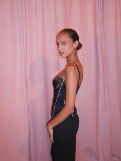DOLCE & GABBANA EARLY 2000S BUSTIER WITH LEOPARD TRIM