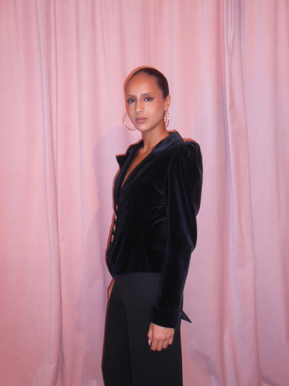YVES SAINT LAURENT FW 1992 VELVET JACKET WITH JEWEL BUTTONS