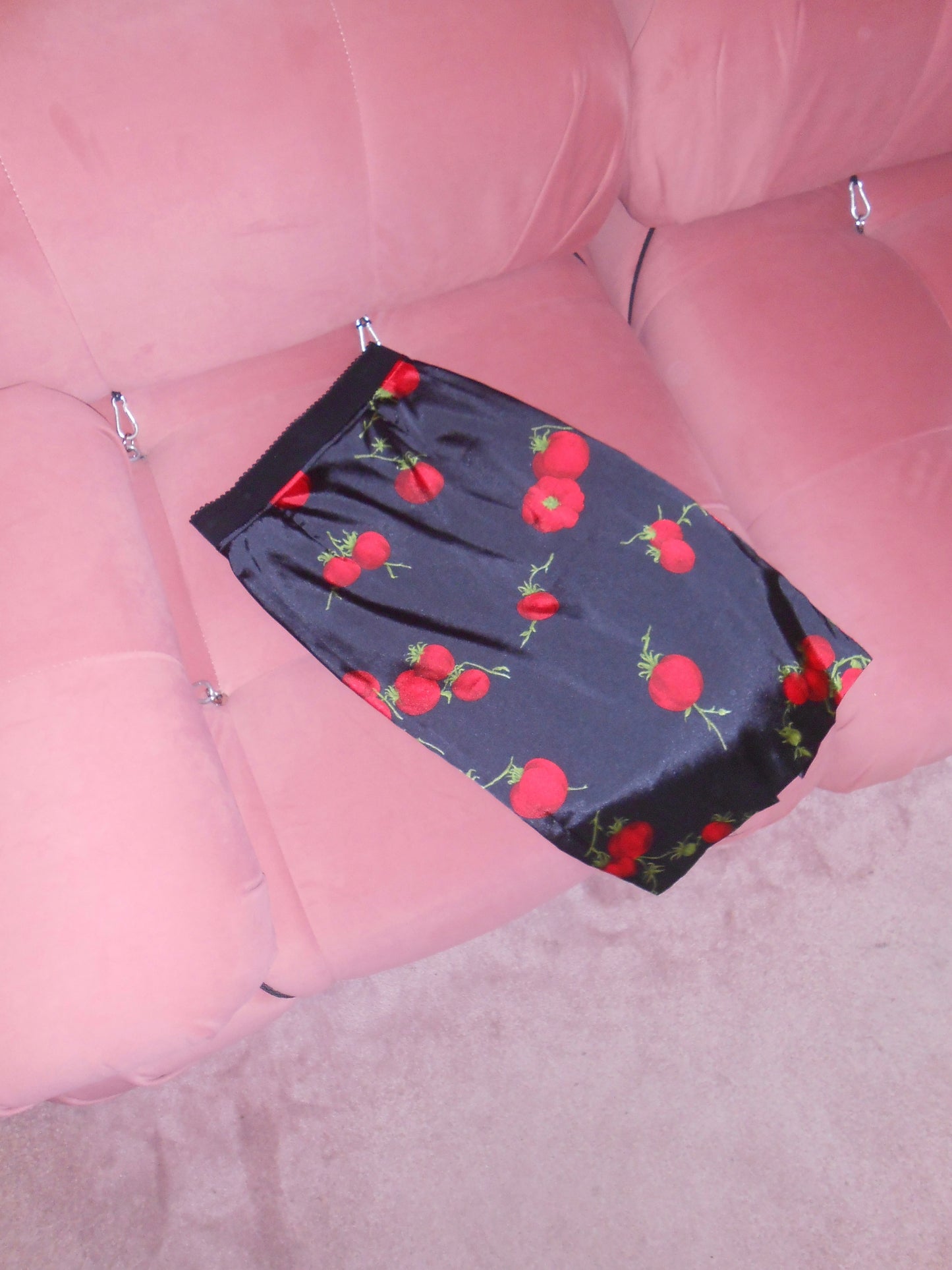 DOLCE & GABBANA SS 1999 TOMATO PRINT SATIN SKIRT