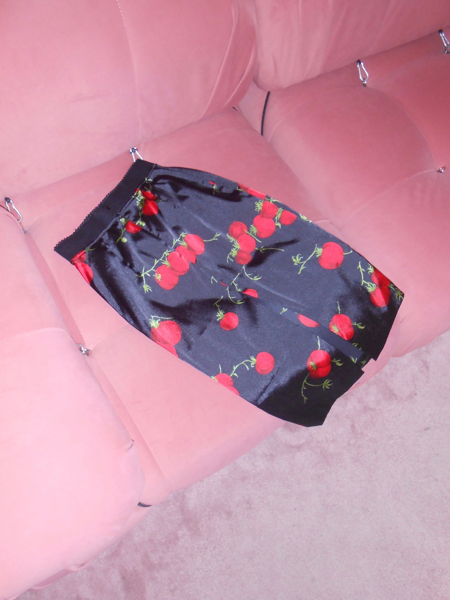 DOLCE & GABBANA SS 1999 TOMATO PRINT SATIN SKIRT