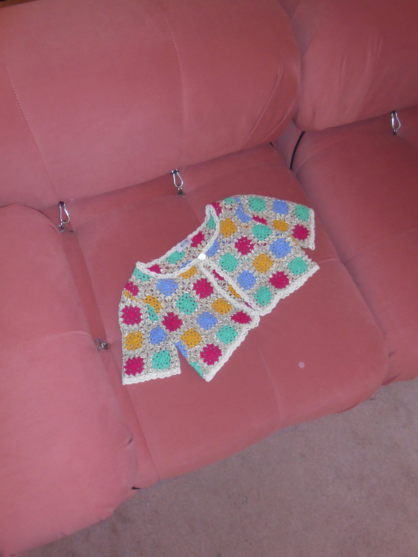MOSCHINO CHEAP & CHIC	EARLY 2000S CROCHET CROPPED BOLERO