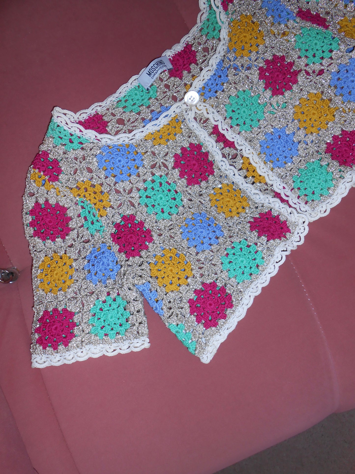 MOSCHINO CHEAP & CHIC	EARLY 2000S CROCHET CROPPED BOLERO