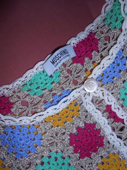 MOSCHINO CHEAP & CHIC	EARLY 2000S CROCHET CROPPED BOLERO