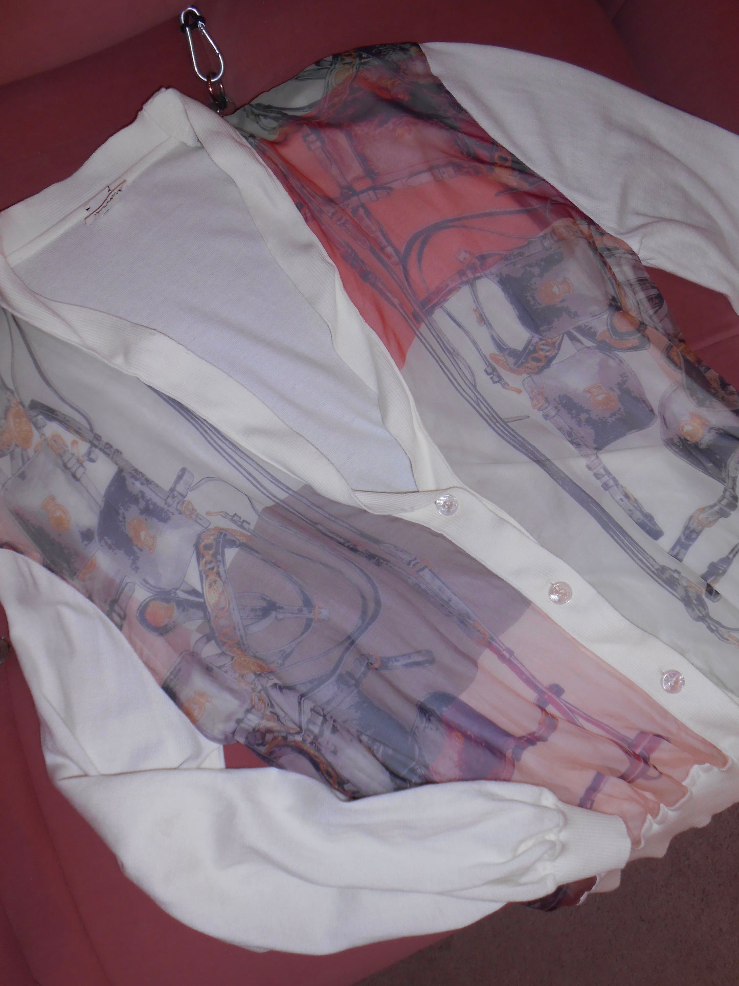 HERMES BY MARTIN MARGIELA 1990S SILK CARDIGAN TOP