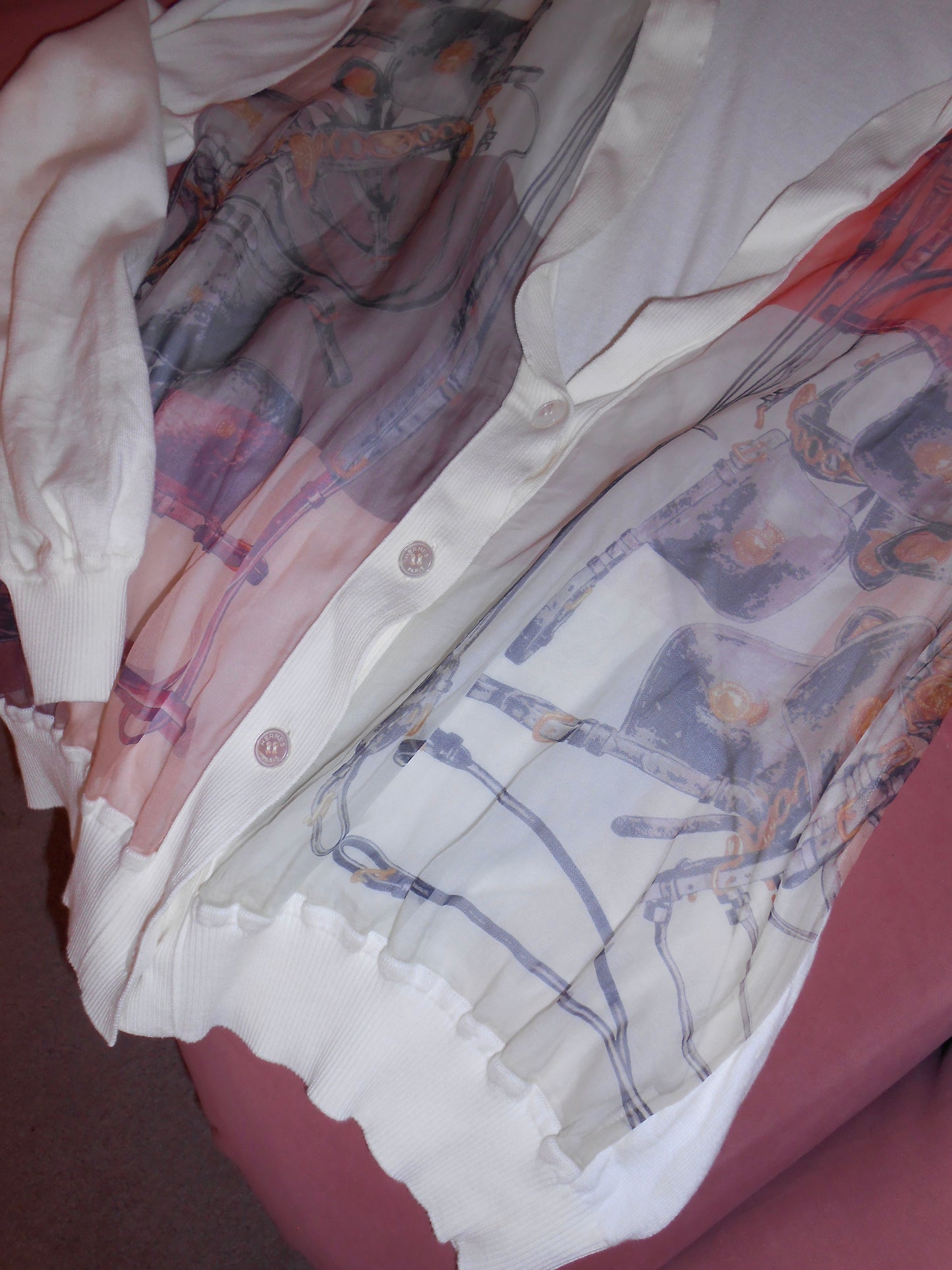 HERMES BY MARTIN MARGIELA 1990S SILK CARDIGAN TOP