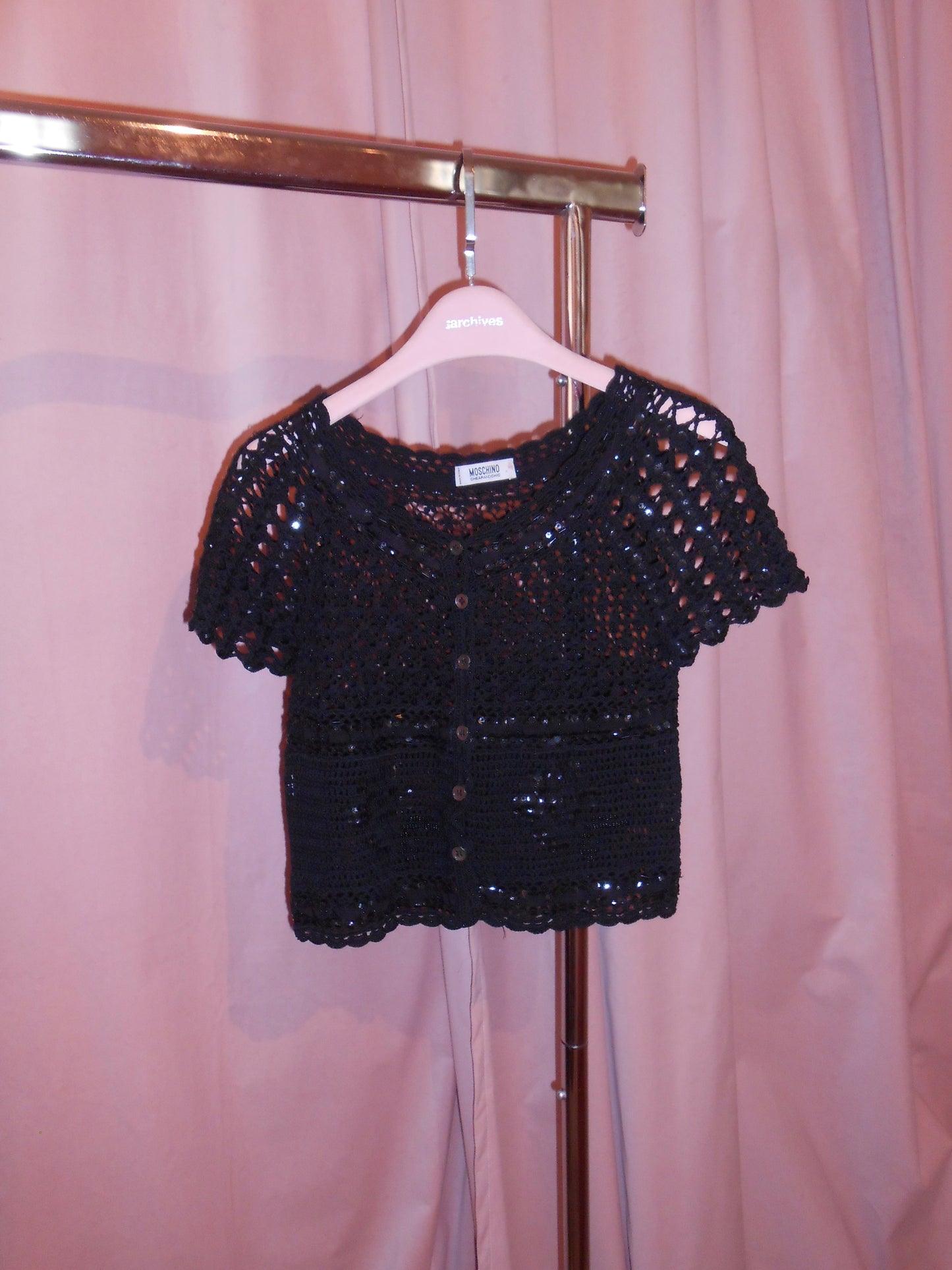 MOSCHINO CHEAP & CHIC EARLY 2000S CROCHET & SEQUIN TOP