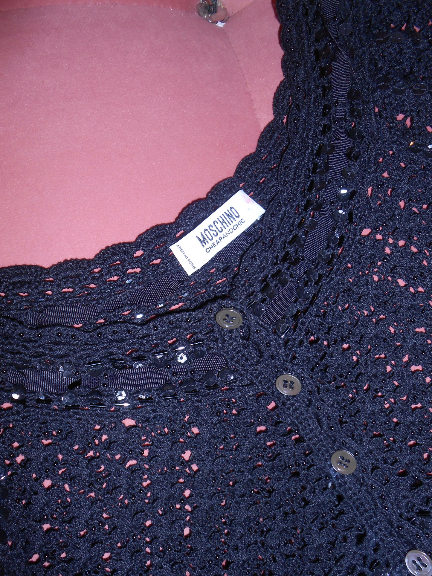 MOSCHINO CHEAP & CHIC EARLY 2000S CROCHET & SEQUIN TOP