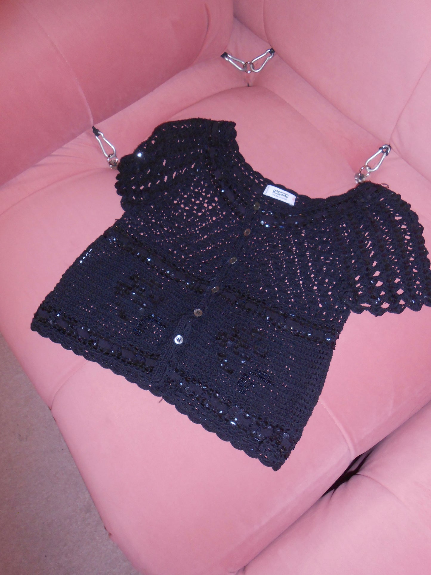 MOSCHINO CHEAP & CHIC EARLY 2000S CROCHET & SEQUIN TOP