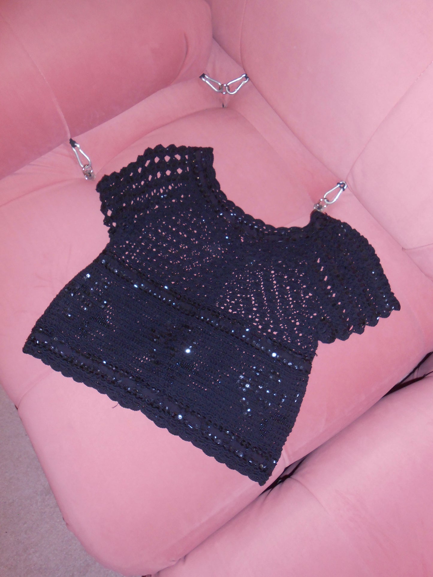 MOSCHINO CHEAP & CHIC EARLY 2000S CROCHET & SEQUIN TOP