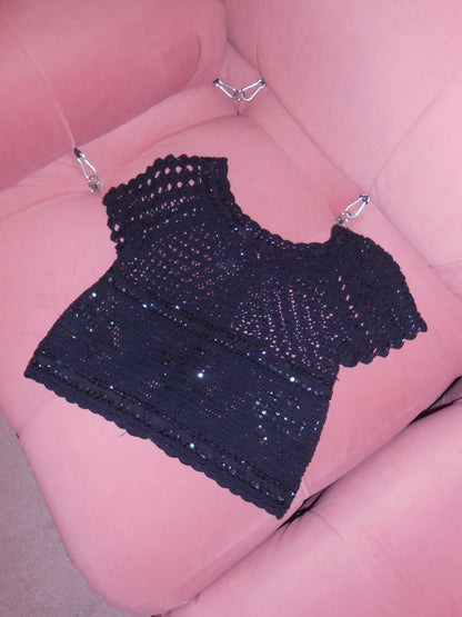MOSCHINO CHEAP & CHIC EARLY 2000S CROCHET & SEQUIN TOP