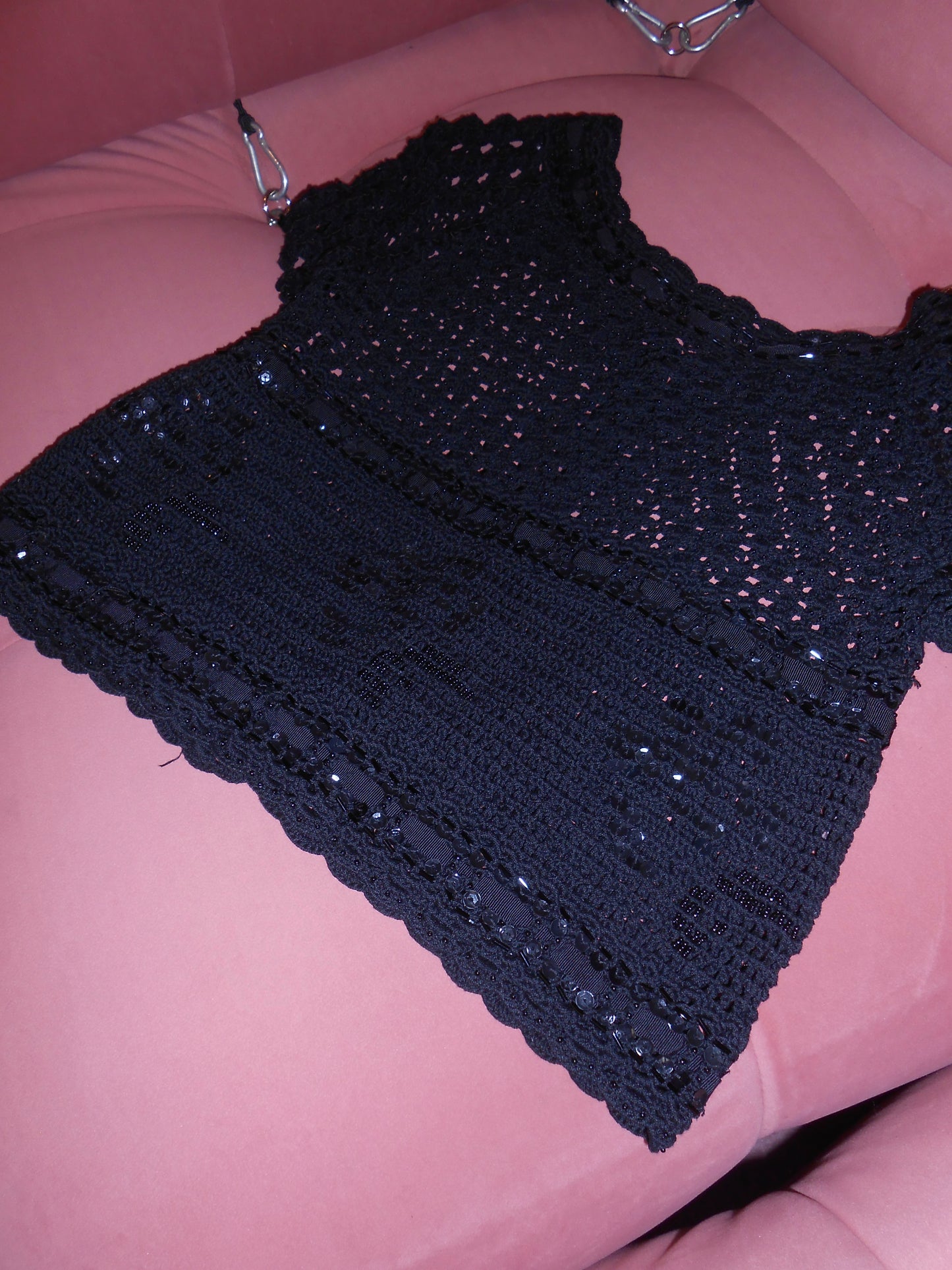 MOSCHINO CHEAP & CHIC EARLY 2000S CROCHET & SEQUIN TOP