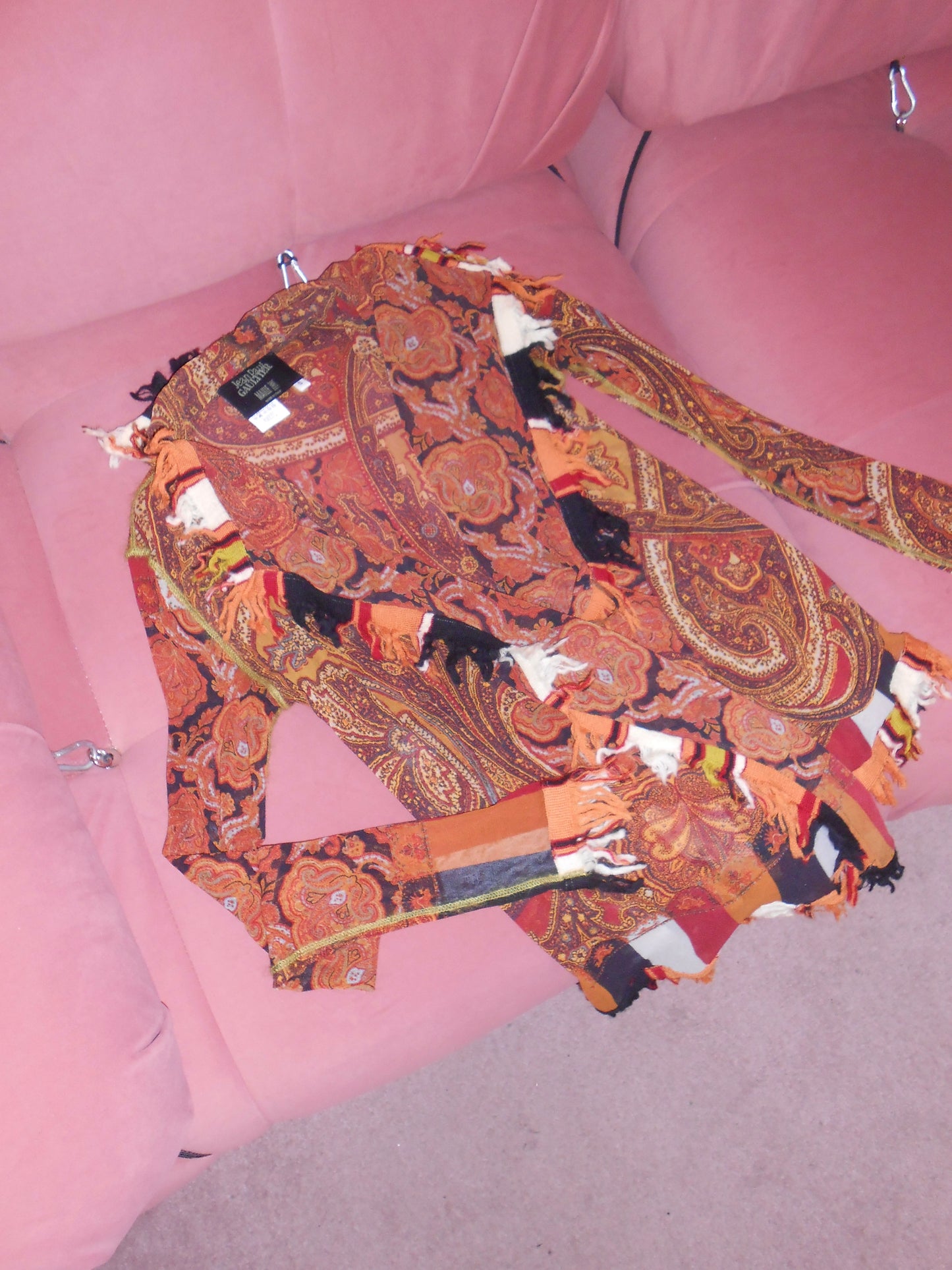JEAN PAUL GAULTIER	1990S PAISLEY & FRINGE WRAP TOP