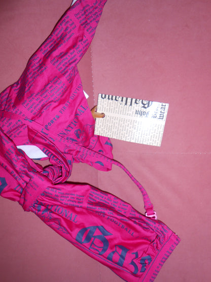GALLIANO EARLY 2000S PINK NEWSPAPER PRINT BIKINI