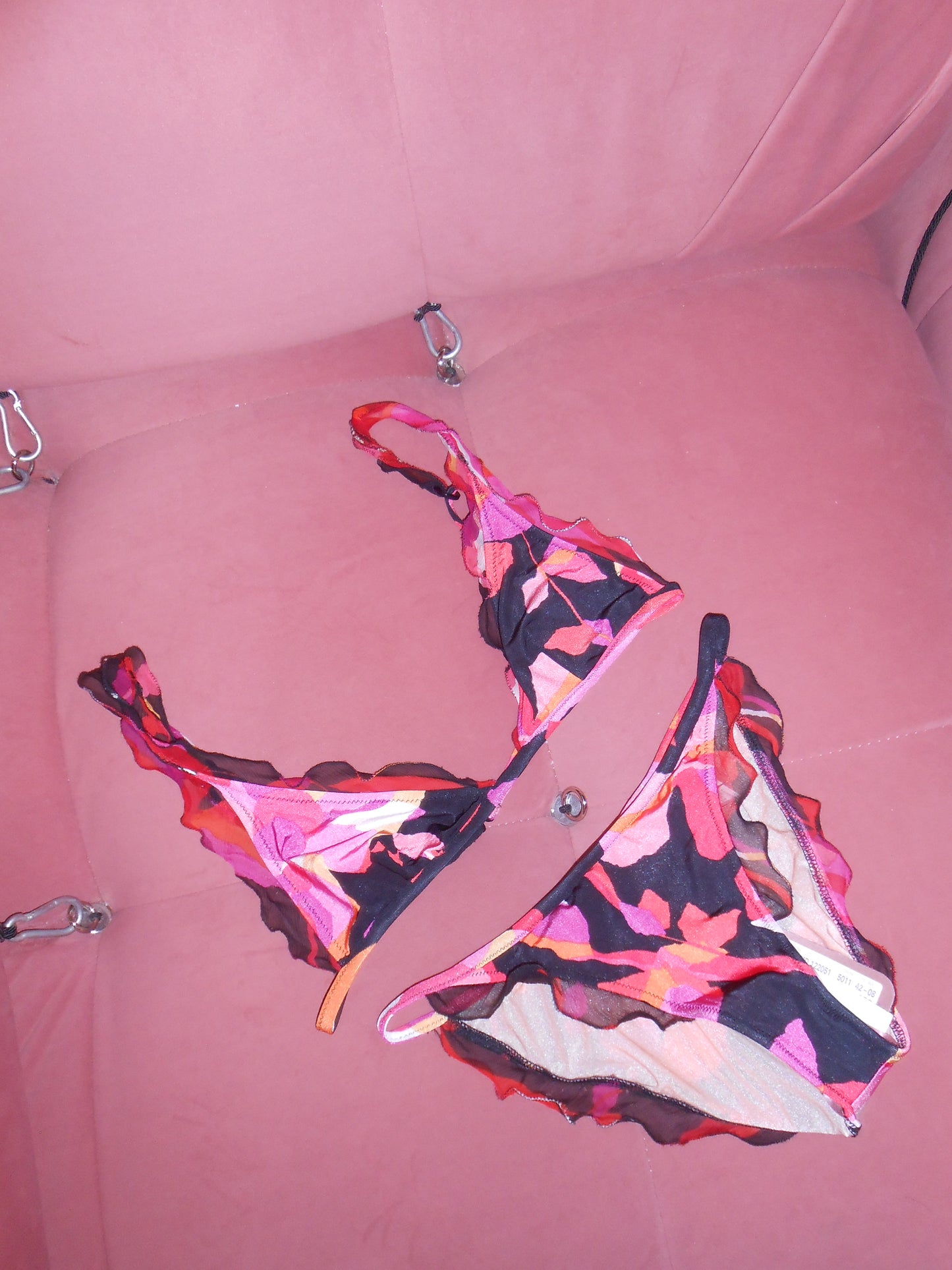 MISSONI MARE EARLY 2000S PRINTED BIKINI WITH RUFFLE