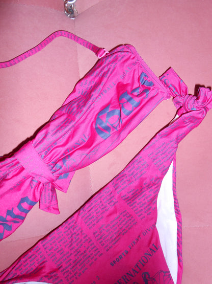 GALLIANO EARLY 2000S PINK NEWSPAPER PRINT BIKINI