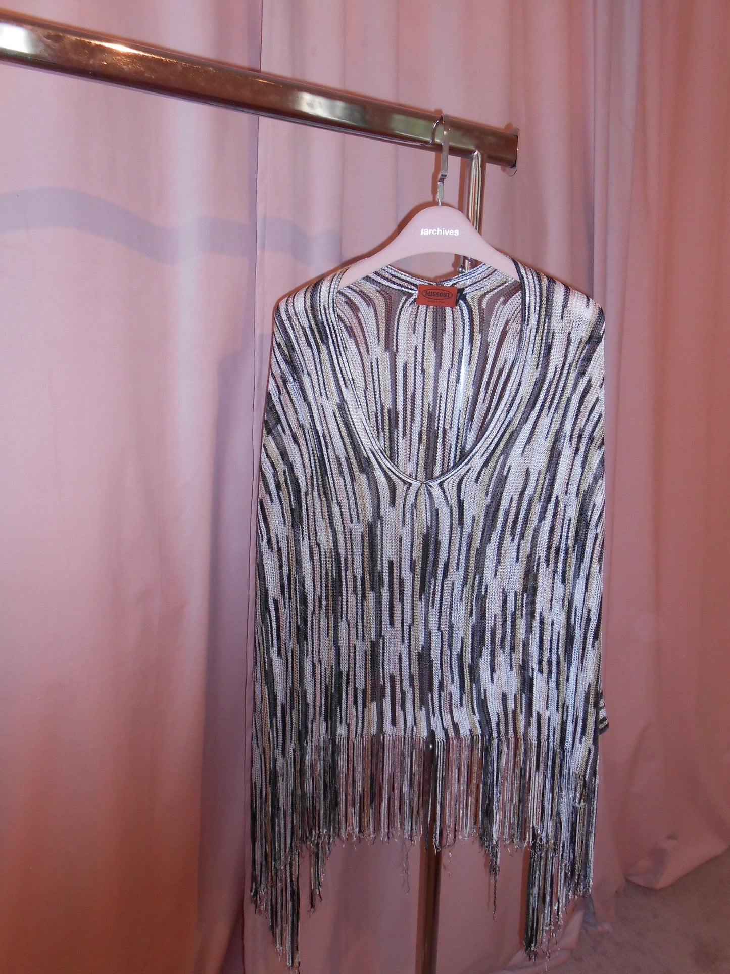 MISSONI EARLY 2000S NEUTRAL FRINGE CAPE
