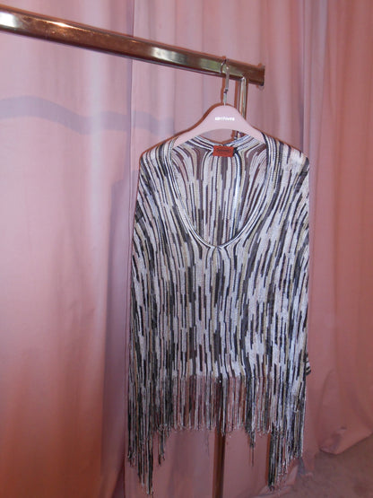 MISSONI EARLY 2000S NEUTRAL FRINGE CAPE