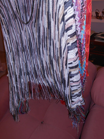 MISSONI EARLY 2000S NEUTRAL FRINGE CAPE
