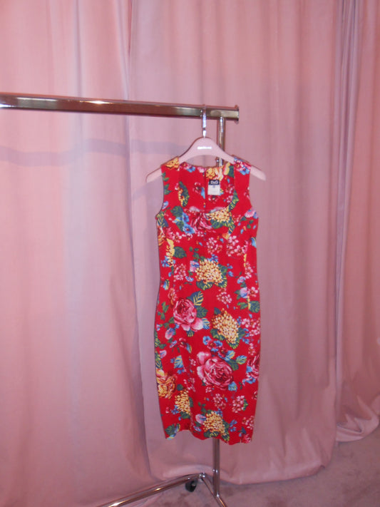 DOLCE & GABBANA EARLY 2000S RED FLORAL DRESS