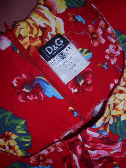 DOLCE & GABBANA EARLY 2000S RED FLORAL DRESS