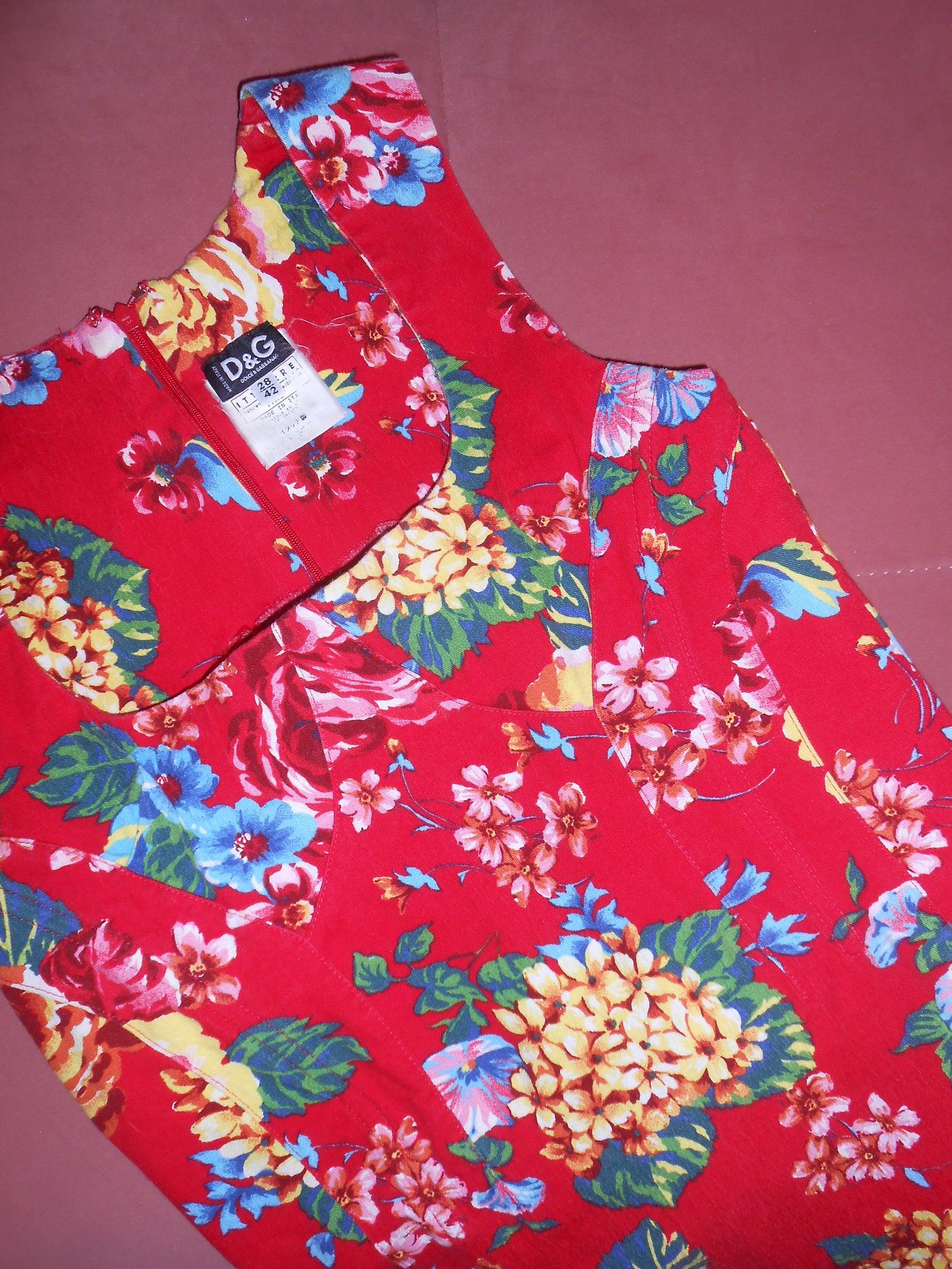 DOLCE & GABBANA EARLY 2000S RED FLORAL DRESS
