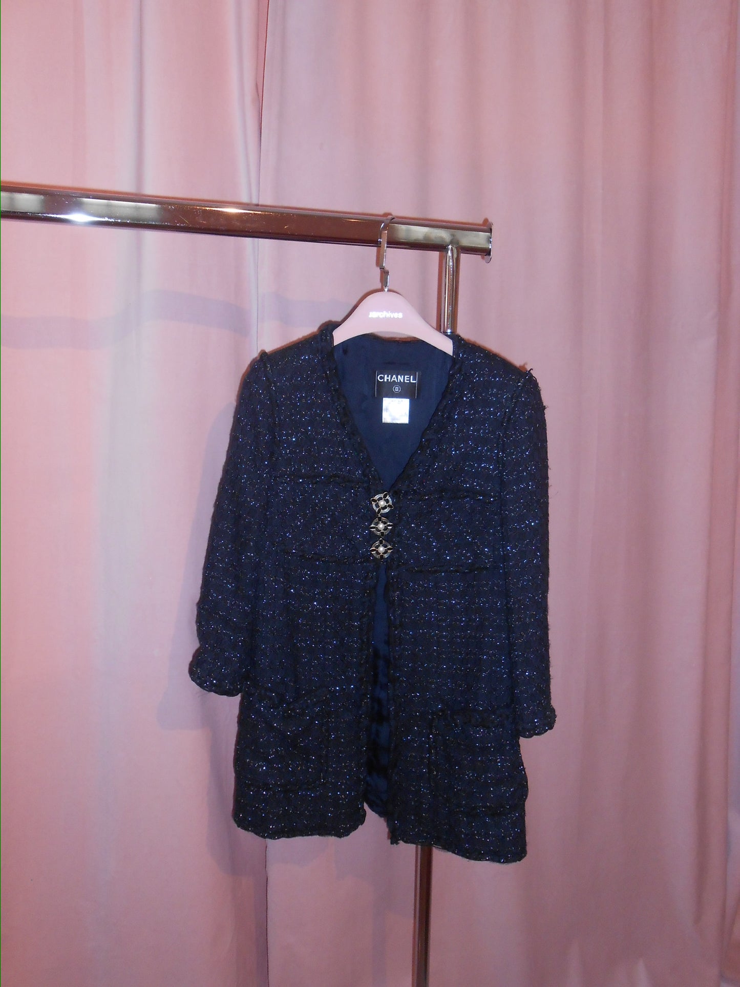 CHANEL BY KARL LAGERFELD FW 2007 NAVY TWEED JACKET WITH BIJOUX BUTTONS
