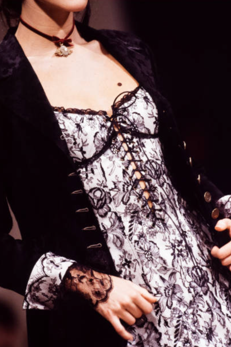 LOLITA LEMPICKA FW 1994 RUNWAY BAROQUE CORSETED MINI DRESS