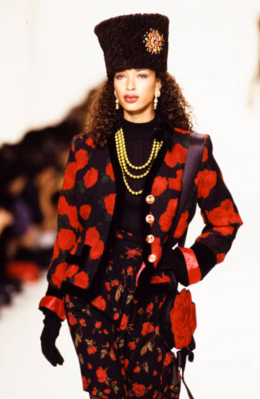 YVES SAINT LAURENT FW 1994 ROSE SKIRT & SCARF