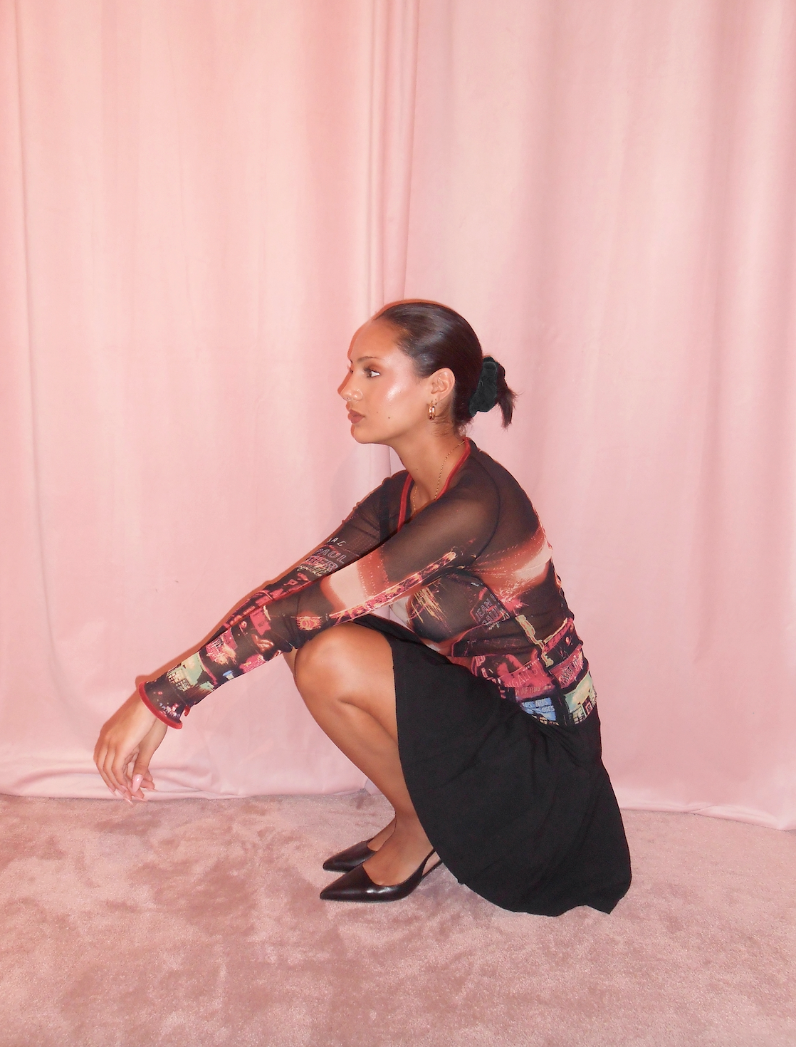 JEAN PAUL GAULTIER	FW 2000 PARIS PRINT MESH TOP