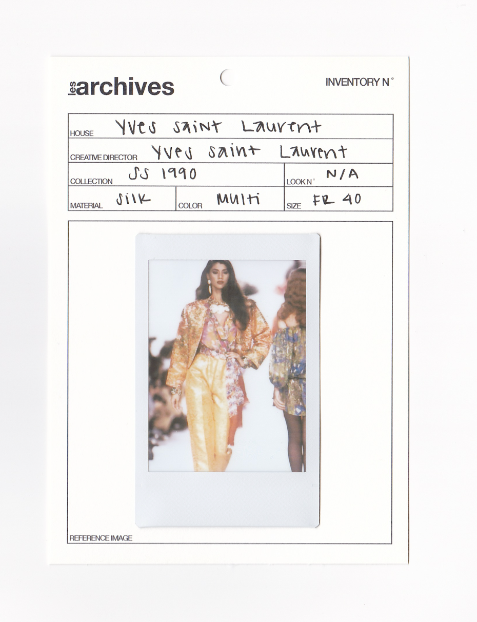 YVES SAINT LAURENT SS 1990 RUNWAY FLORAL PLUNGE TOP