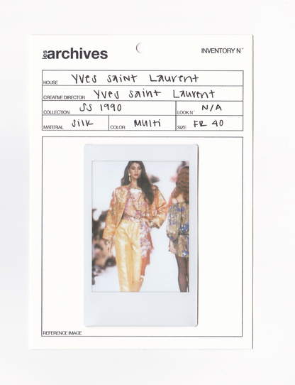 YVES SAINT LAURENT SS 1990 RUNWAY FLORAL PLUNGE TOP