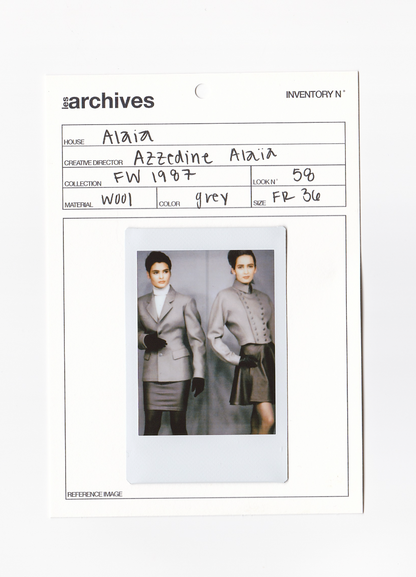 ALAIA FW 1987 ICONIC MILITARY STYLE JACKET AND SKIRT SET