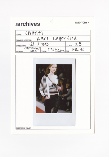 CHANEL BY KARL LAGERFELD SS 2005 LACE & STRIPED KNIT TOP