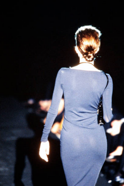 GUCCI BY TOM FORD SS 1998 RUNWAY LONG SLEEVE DRESS WITH LEATHER STRAPS