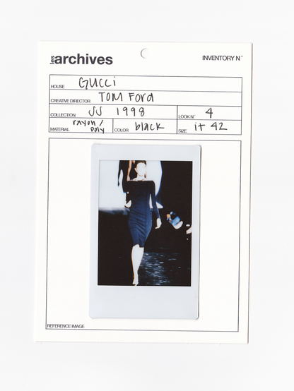 GUCCI BY TOM FORD SS 1998 RUNWAY LONG SLEEVE DRESS WITH LEATHER STRAPS