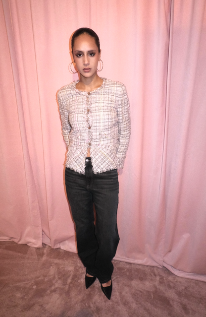 CHANEL BY KARL LAGERFELD SS 2005 TWEED JACKET W/ COCO MADEMOISELLE BUTTONS