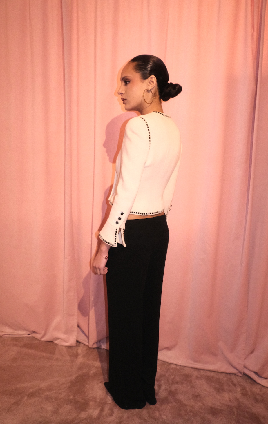 CHANEL BY KARL LAGERFELD SS 1992 WOOL JACKET WITH RIBBON TRIM