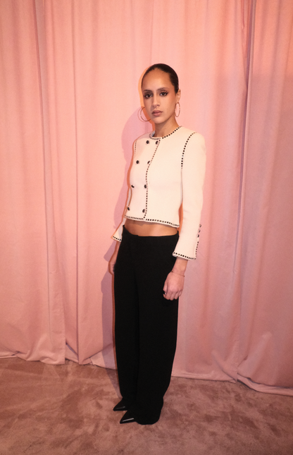 CHANEL BY KARL LAGERFELD SS 1992 WOOL JACKET WITH RIBBON TRIM