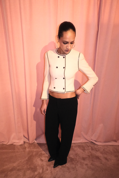 CHANEL BY KARL LAGERFELD SS 1992 WOOL JACKET WITH RIBBON TRIM