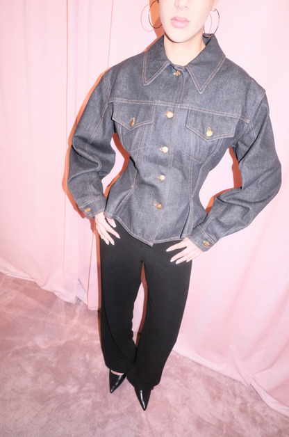 JUNIOR GAULTIER SS 1988 BRUT DENIM HOURGLASS JACKET