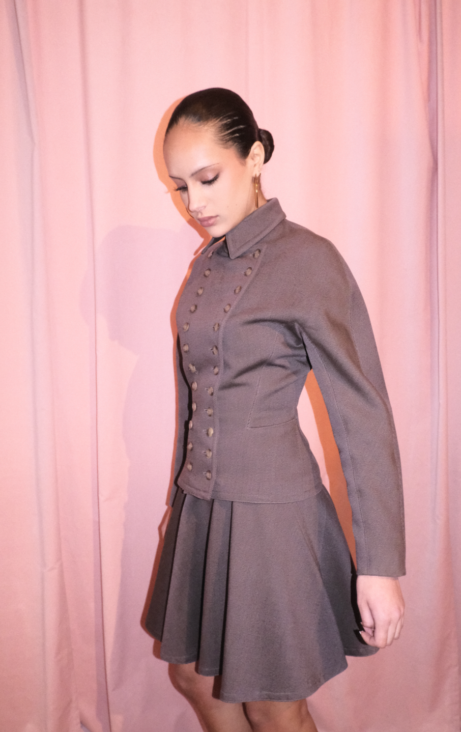 ALAIA FW 1987 ICONIC MILITARY STYLE JACKET AND SKIRT SET