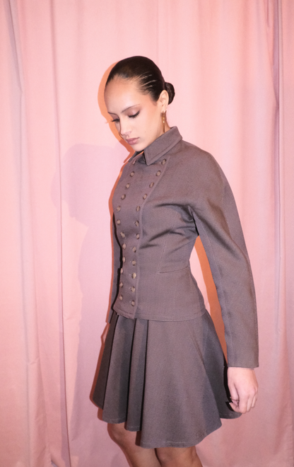 ALAIA FW 1987 ICONIC MILITARY STYLE JACKET AND SKIRT SET
