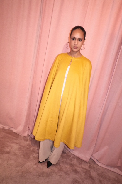 YVES SAINT LAURENT FW 1988 YELLOW WOOL CAPE