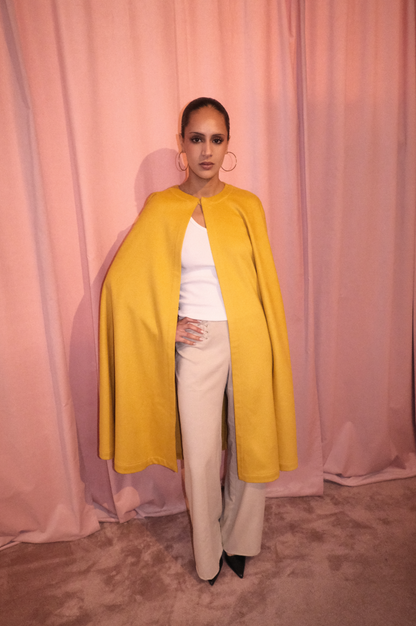 YVES SAINT LAURENT FW 1988 YELLOW WOOL CAPE