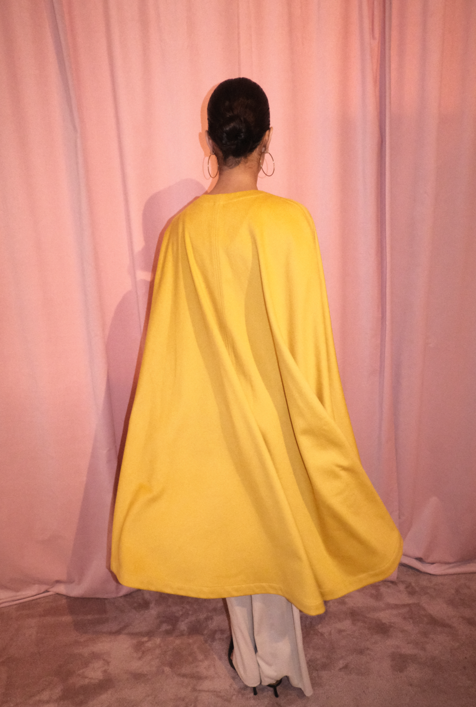 YVES SAINT LAURENT FW 1988 YELLOW WOOL CAPE