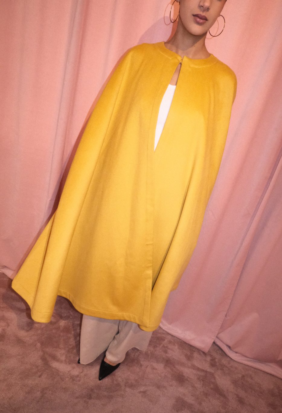 YVES SAINT LAURENT FW 1988 YELLOW WOOL CAPE