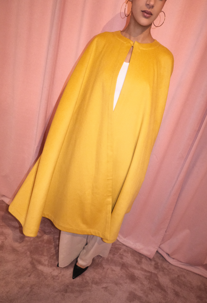 YVES SAINT LAURENT FW 1988 YELLOW WOOL CAPE